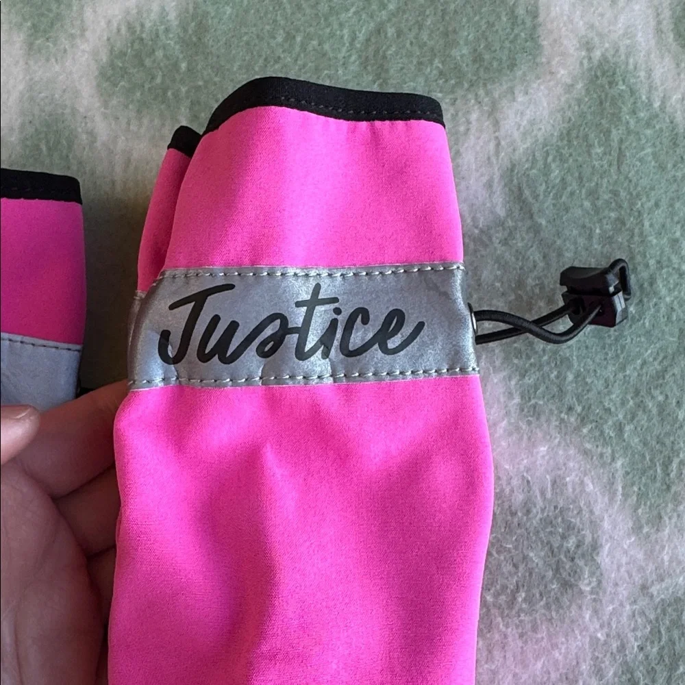 NWOT Justice Neon Pink reflective silver stripe dog Booties size L - Picture 2 of 6